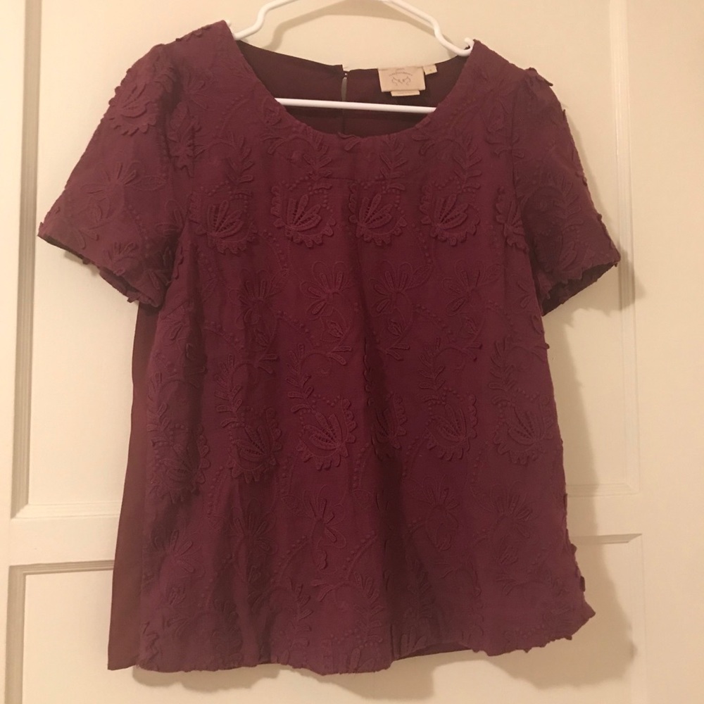 Anthropologie Vanessa Virginia embroidered M top